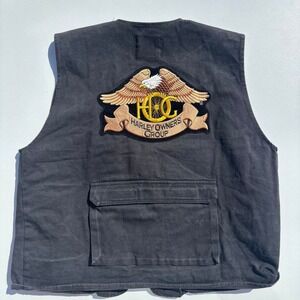 Vintage 90's Harley Owners Group (H.O.G.) Black Motorcycle Vest - L